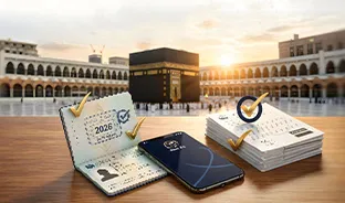 Umrah visa requirements 2026 Saudi Arabia with passport, visa approval, and pilgrims traveling to Makkah